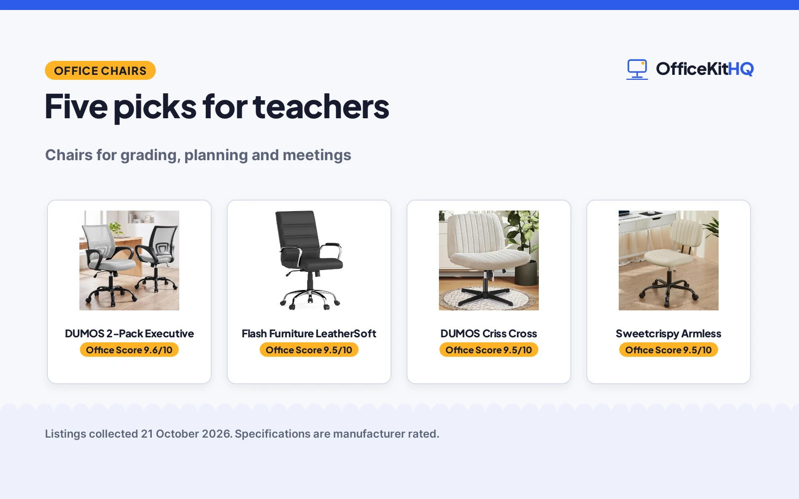 Best Office Chair for Teachers (2026): 5 Picks