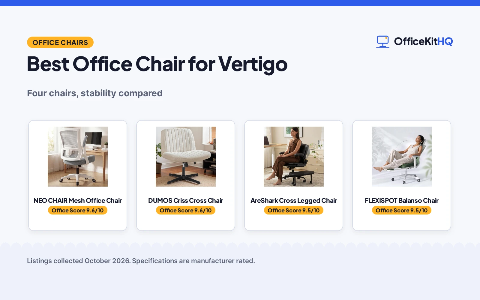 Best Office Chair for Vertigo: 4 Compared by Spec