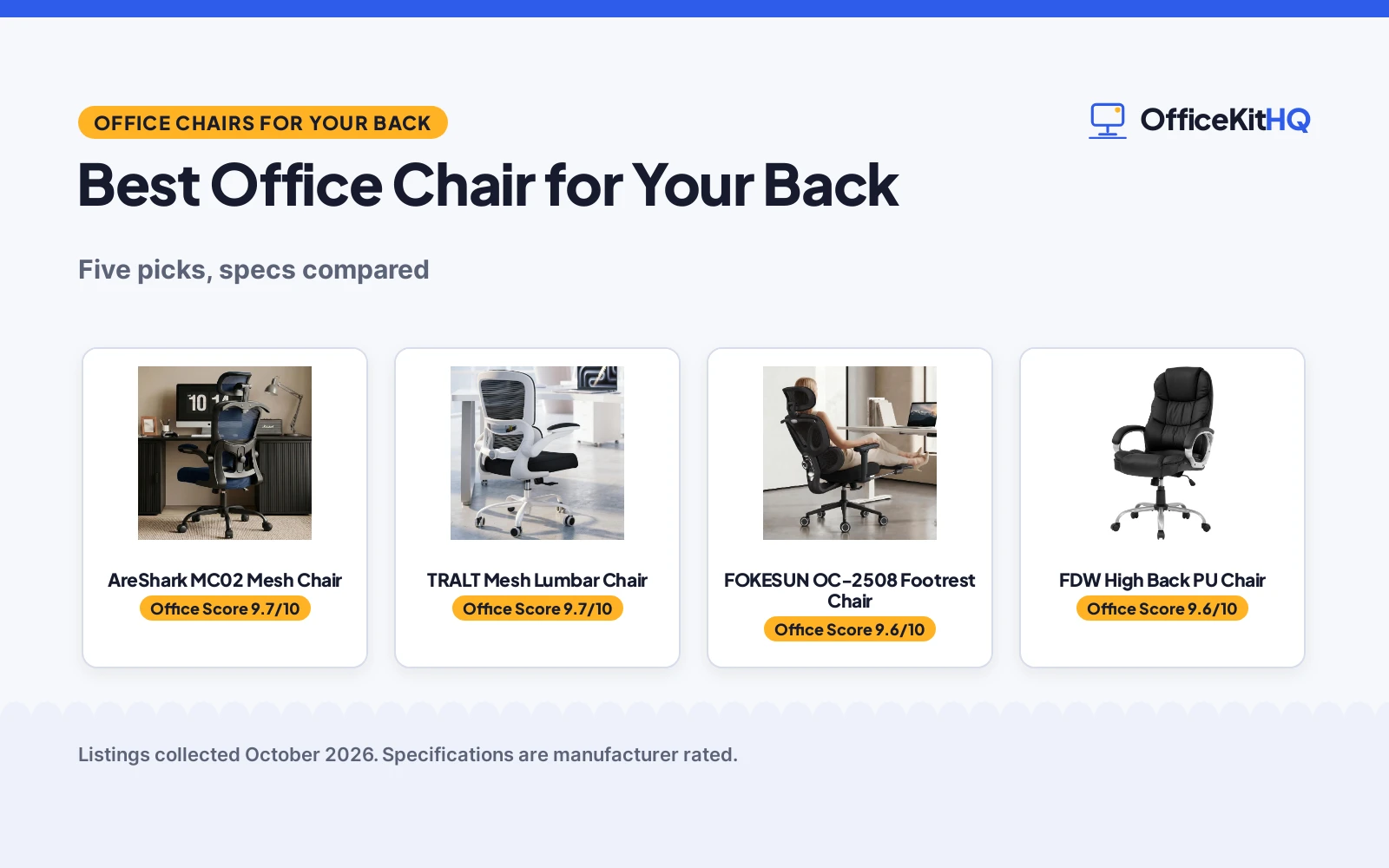 Best Office Chair for Your Back (2026): 5 Compared