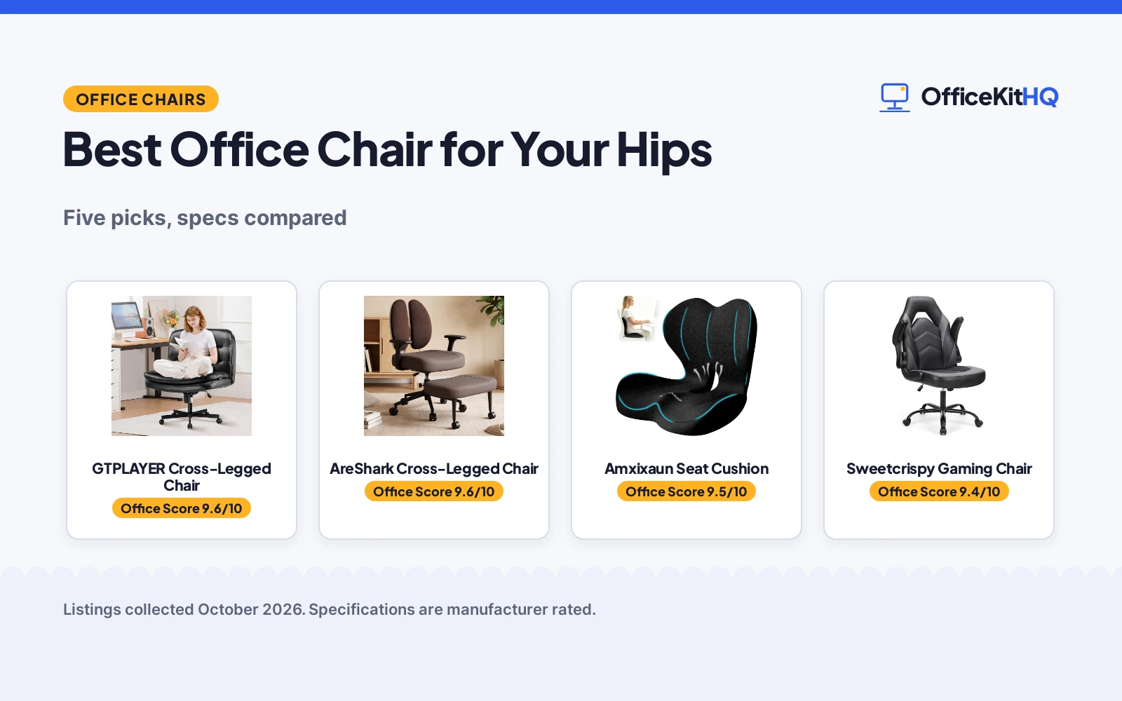 Best Office Chair for Your Hips (2026): 5 Compared