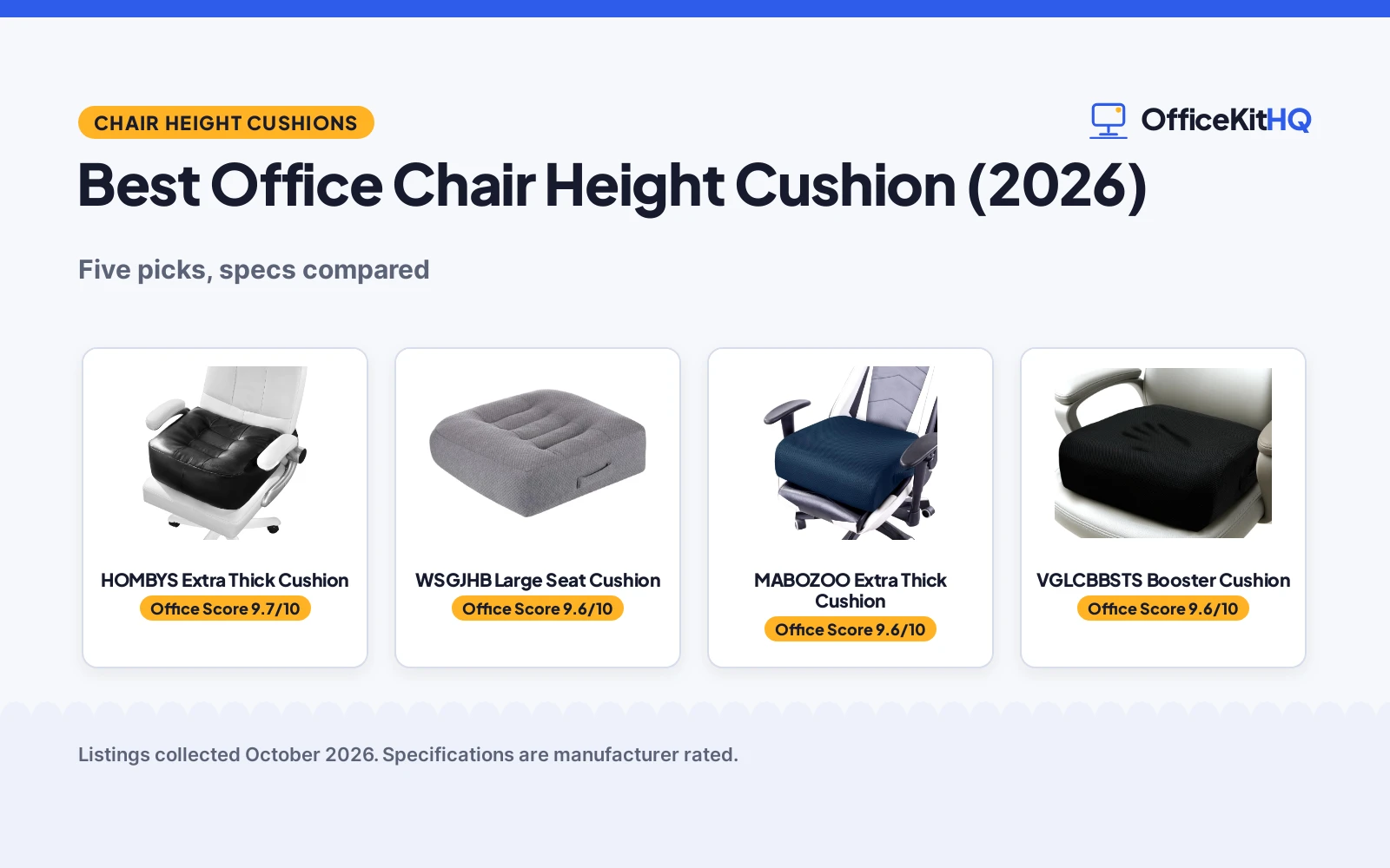 Best Office Chair Height Cushion (2026): 5 Picks Compared