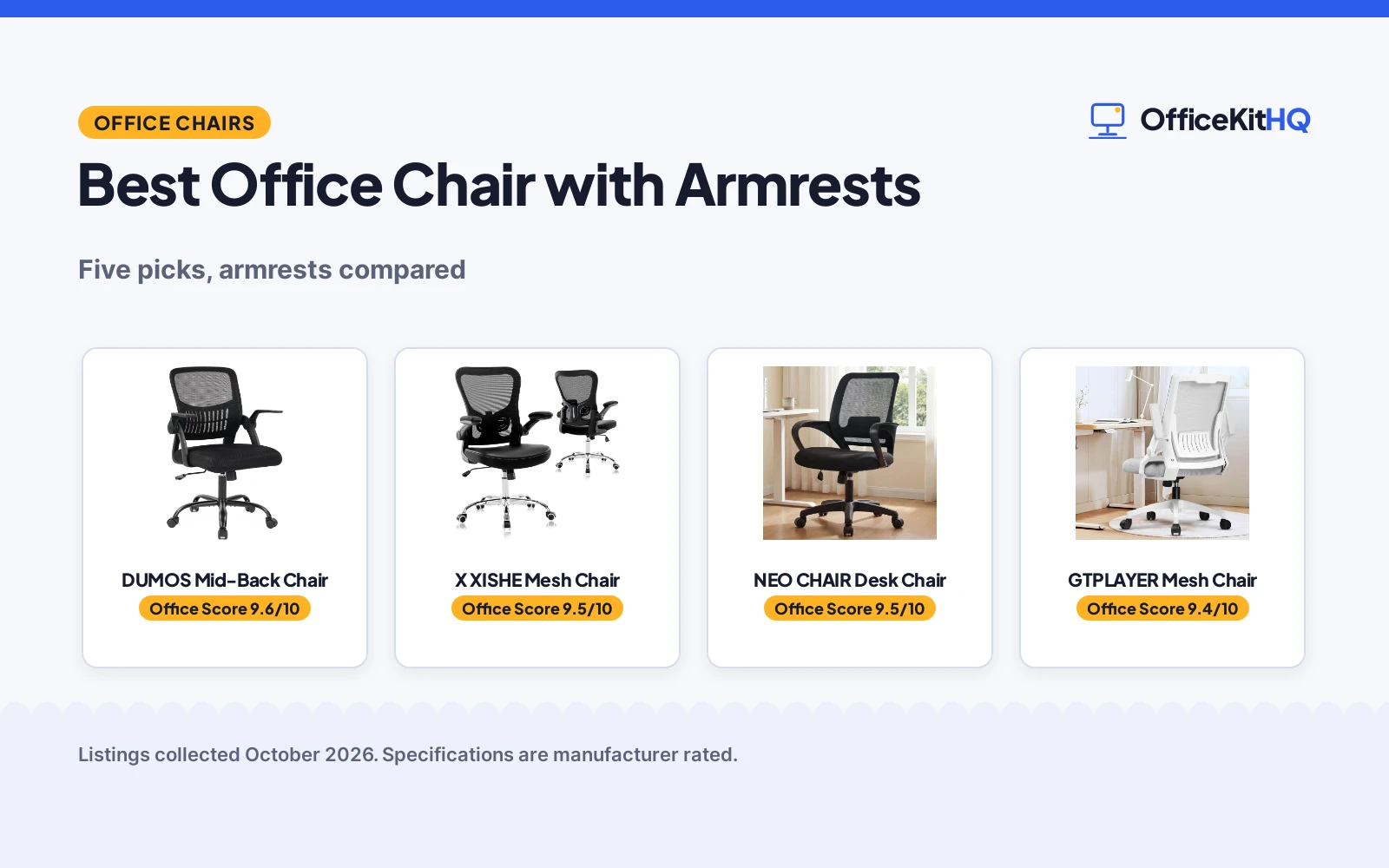 Best Office Chair with Armrests (2026): 5 Picks Compared