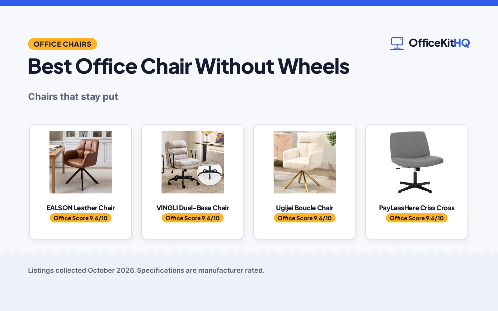 Best Office Chair Without Wheels (2026): 5 Picks