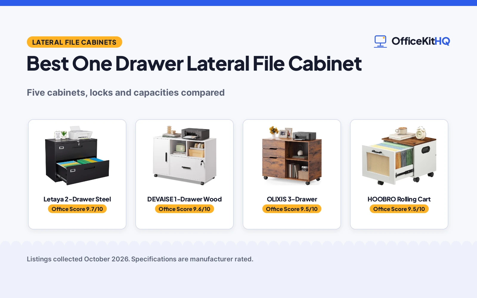Best One Drawer Lateral File Cabinet (2026): 5 Compared