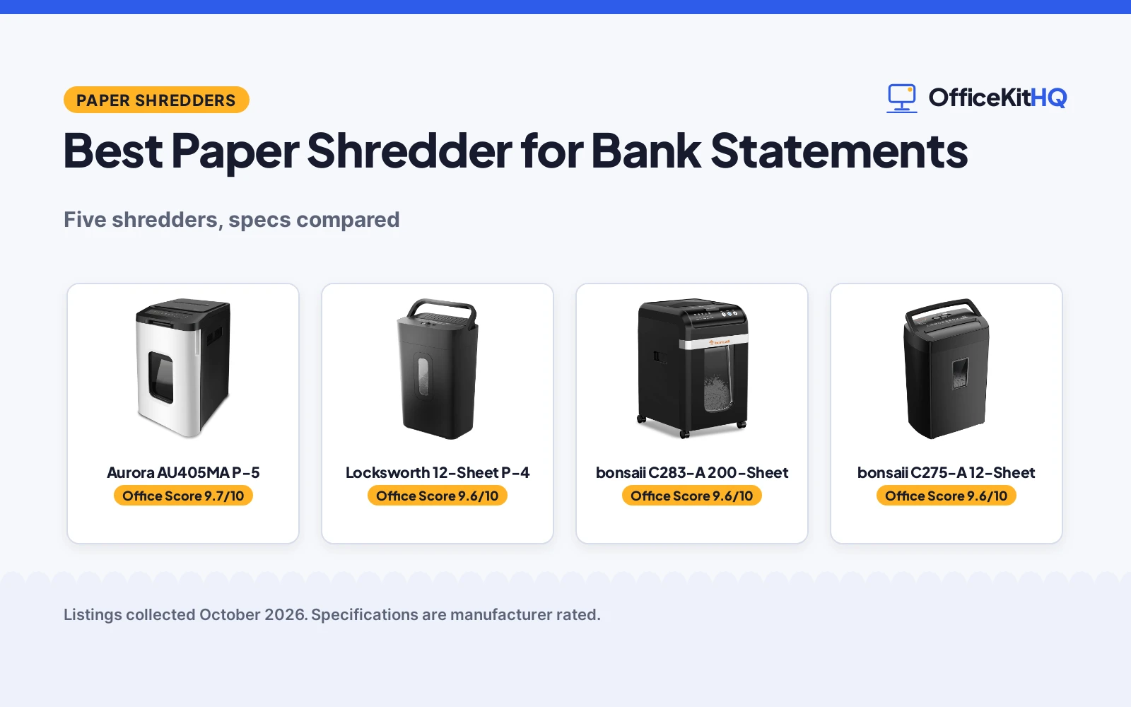 Best Paper Shredder for Bank Statements (2026): 5 Compared