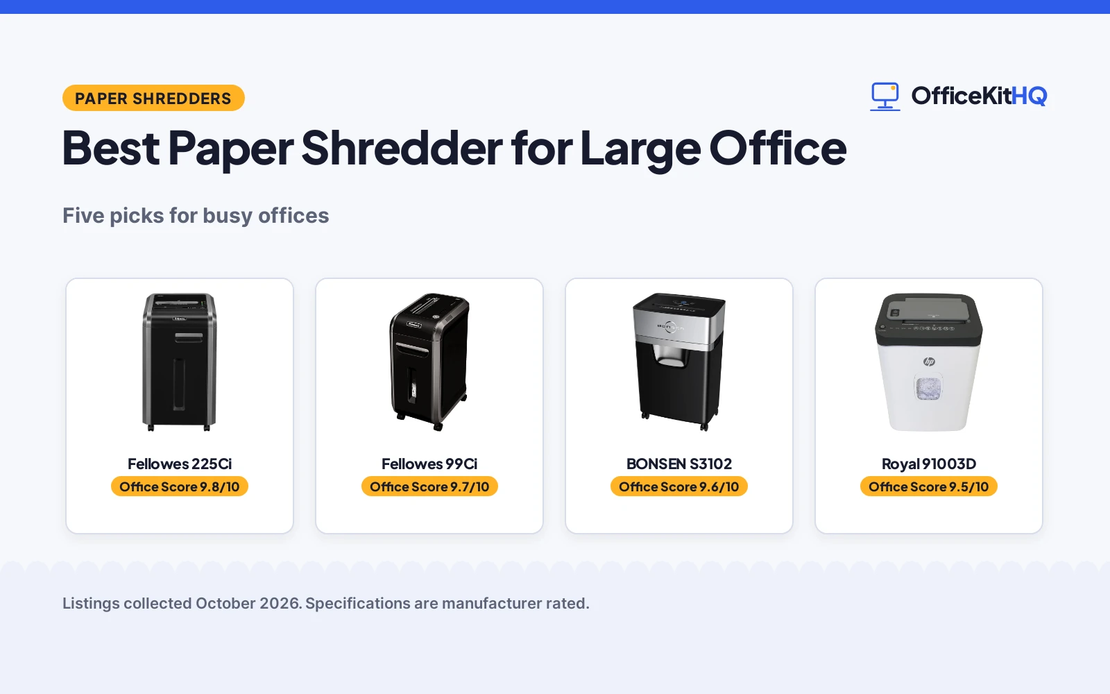 Best Paper Shredder for Large Office (2026): 5 Compared