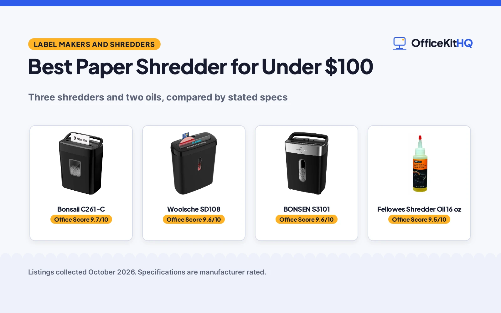 Best Paper Shredder for Under $100 (2026): 5 Compared