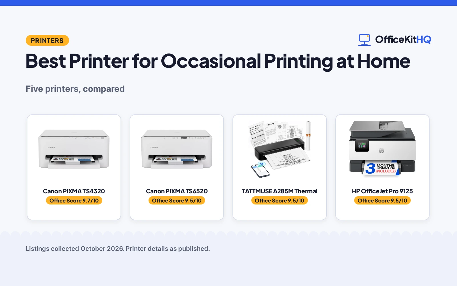 Best Printer for Occasional Printing at Home (2026): 5 Compared