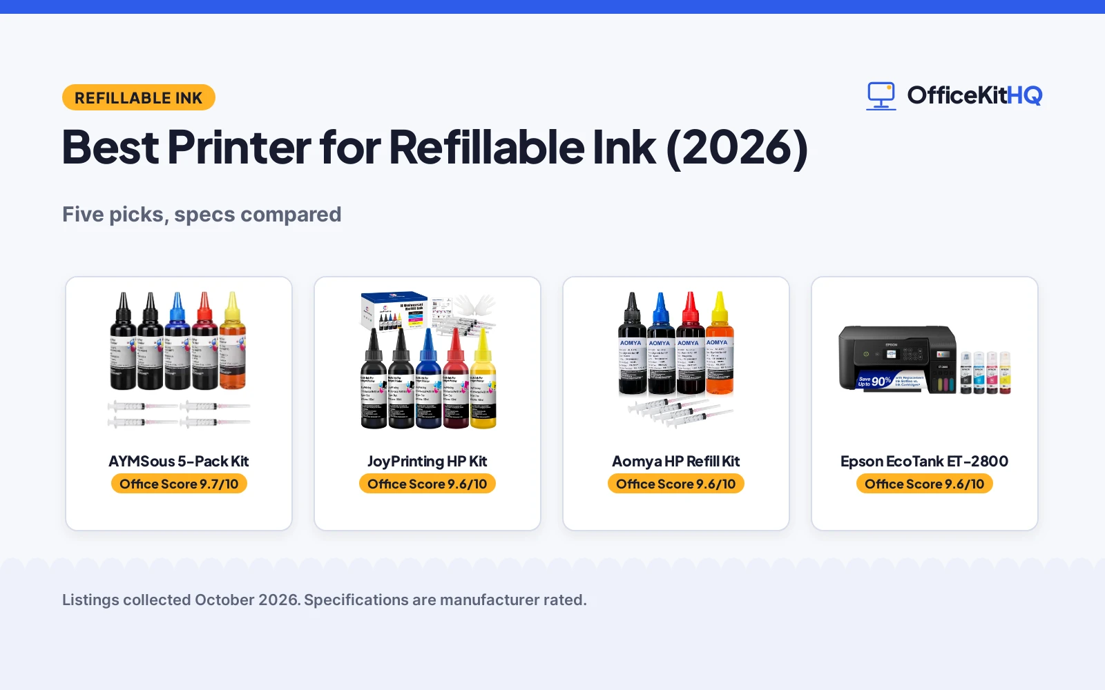Best Printer for Refillable Ink (2026): 5 Compared