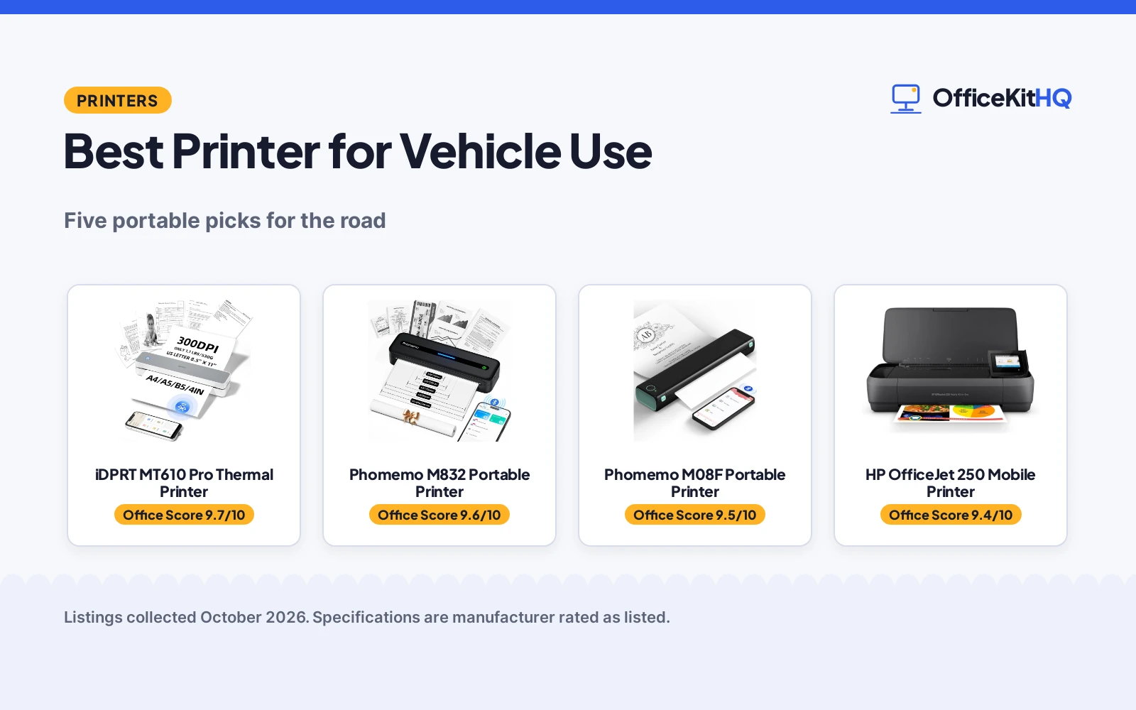 Best Printer for Vehicle Use (2026): 5 Portable Picks Compared
