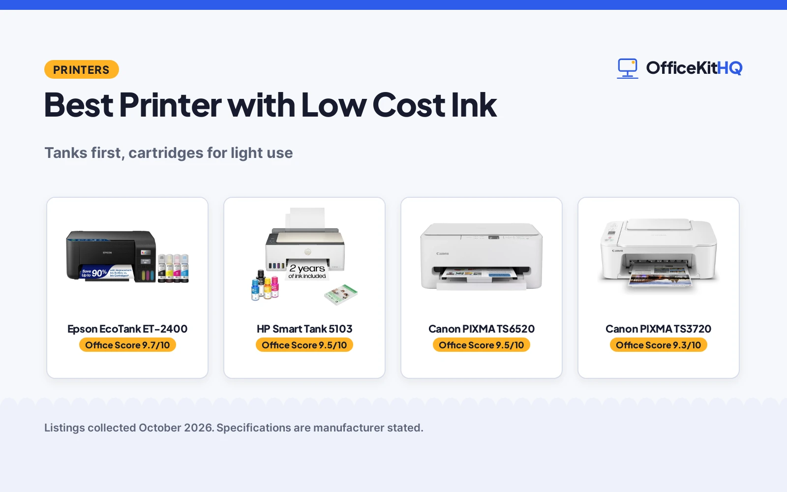 Best Printer with Low Cost Ink (2026): 4 Compared
