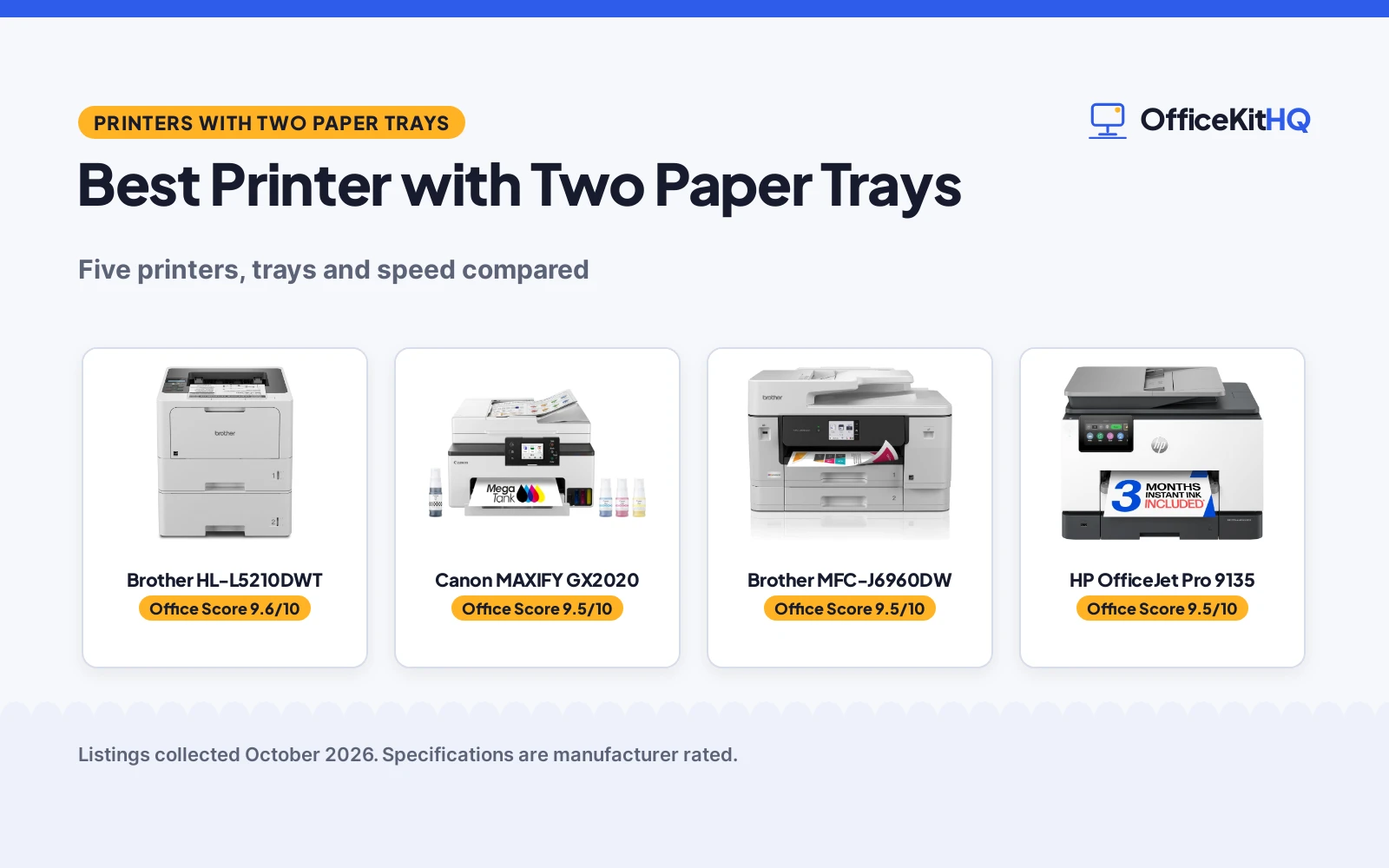 Best Printer with Two Paper Trays (2026): 5 Compared