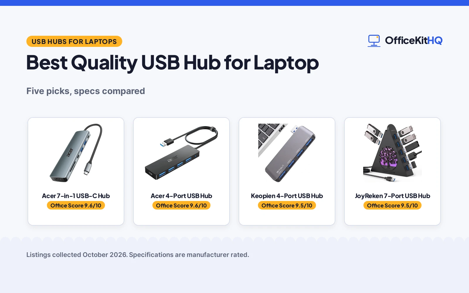 Best Quality USB Hub for Laptop (2026): 5 Picks Compared