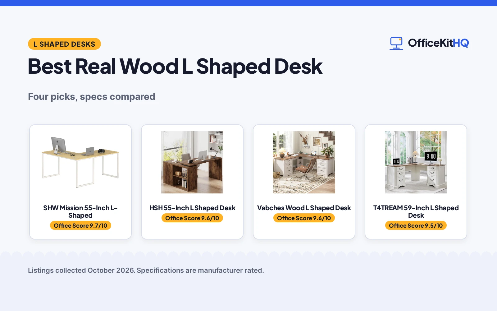 Best Real Wood L Shaped Desk (2026): 4 Compared