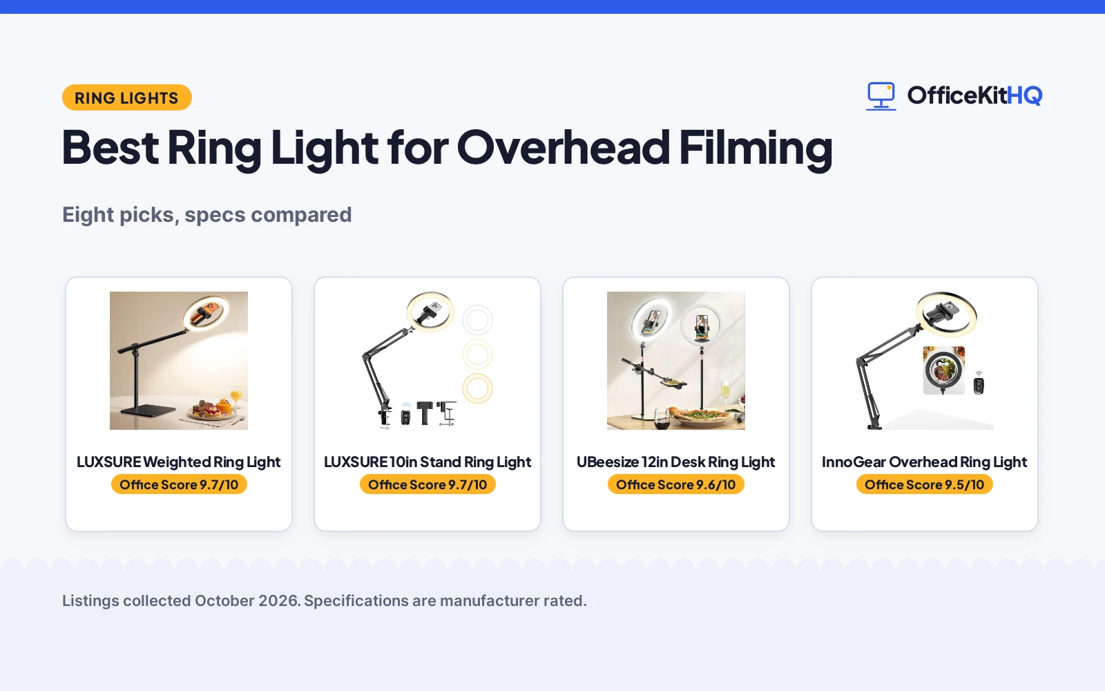 Best Ring Light for Overhead Filming: 5 Compared