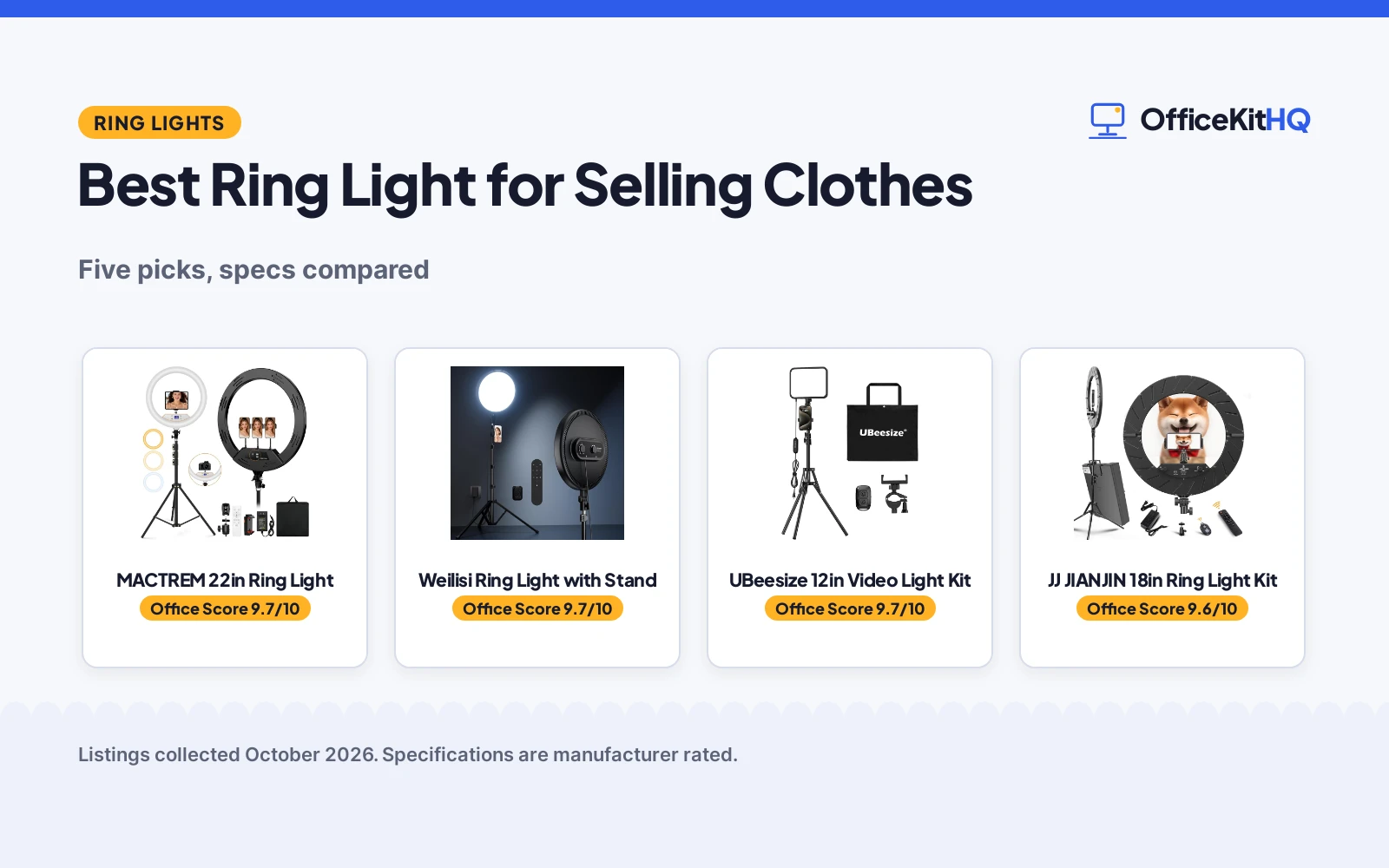Best Ring Light for Selling Clothes 2026: 5 Picks