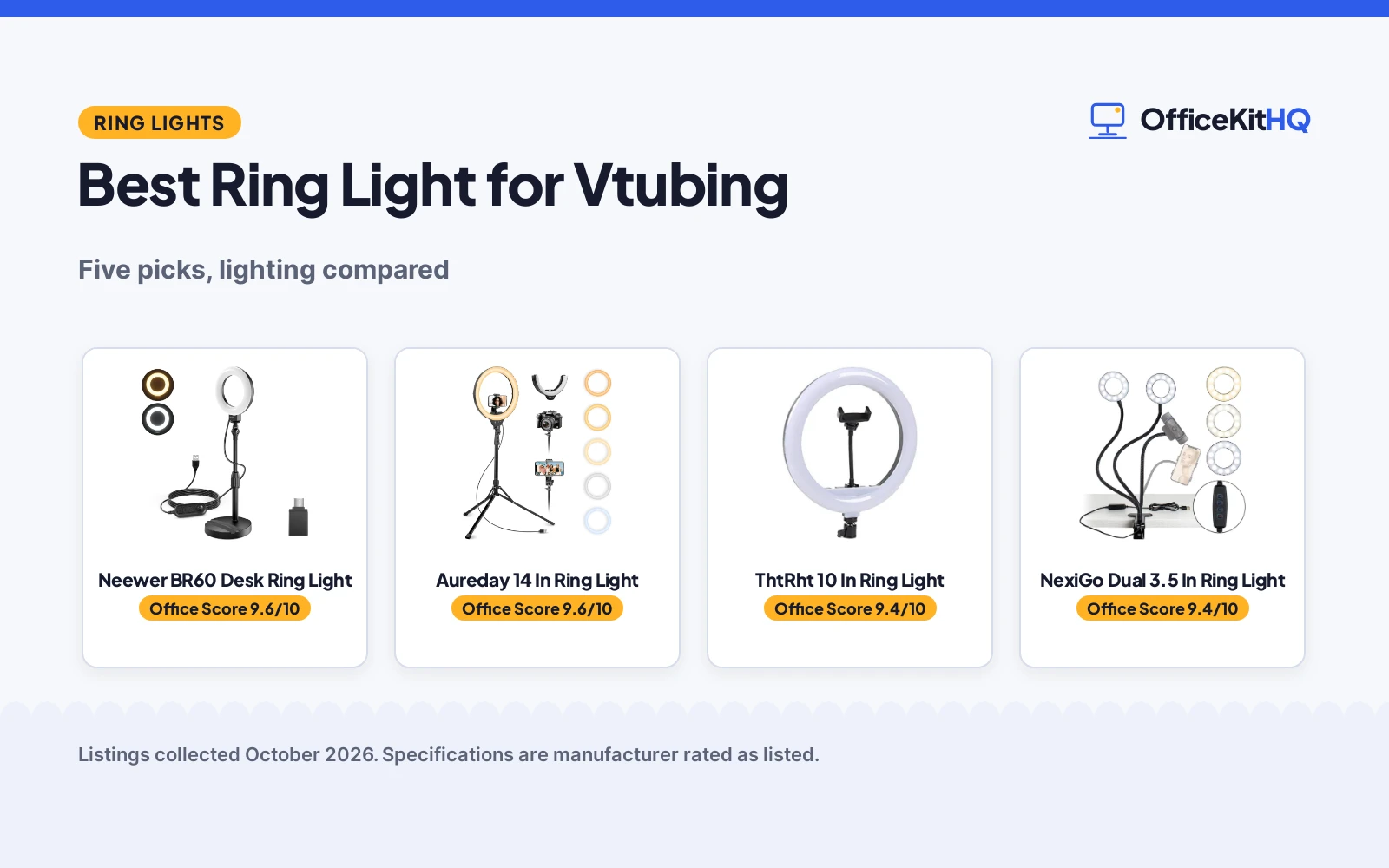 Best Ring Light for Vtubing: 5 Picks Compared (2026)