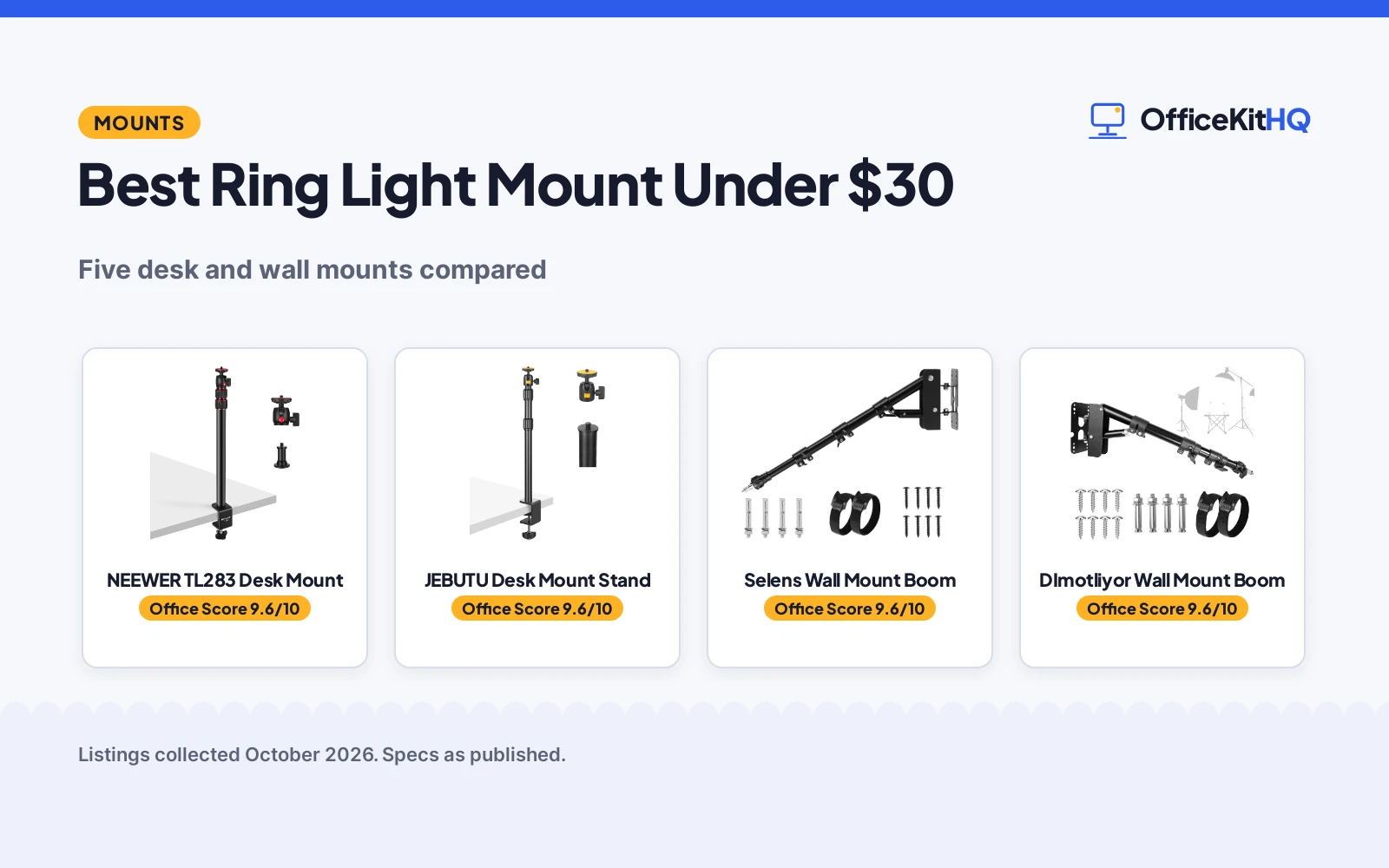 Best Ring Light Mount Under $30 (2026): 5 Compared