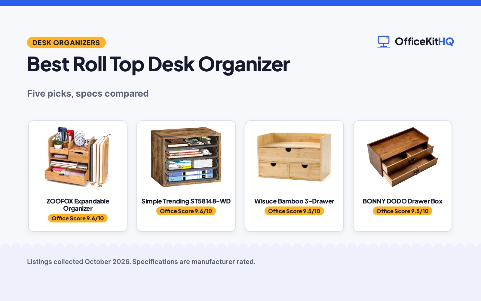 Best Roll Top Desk Organizer (2026): 5 Desk Organizers Compared