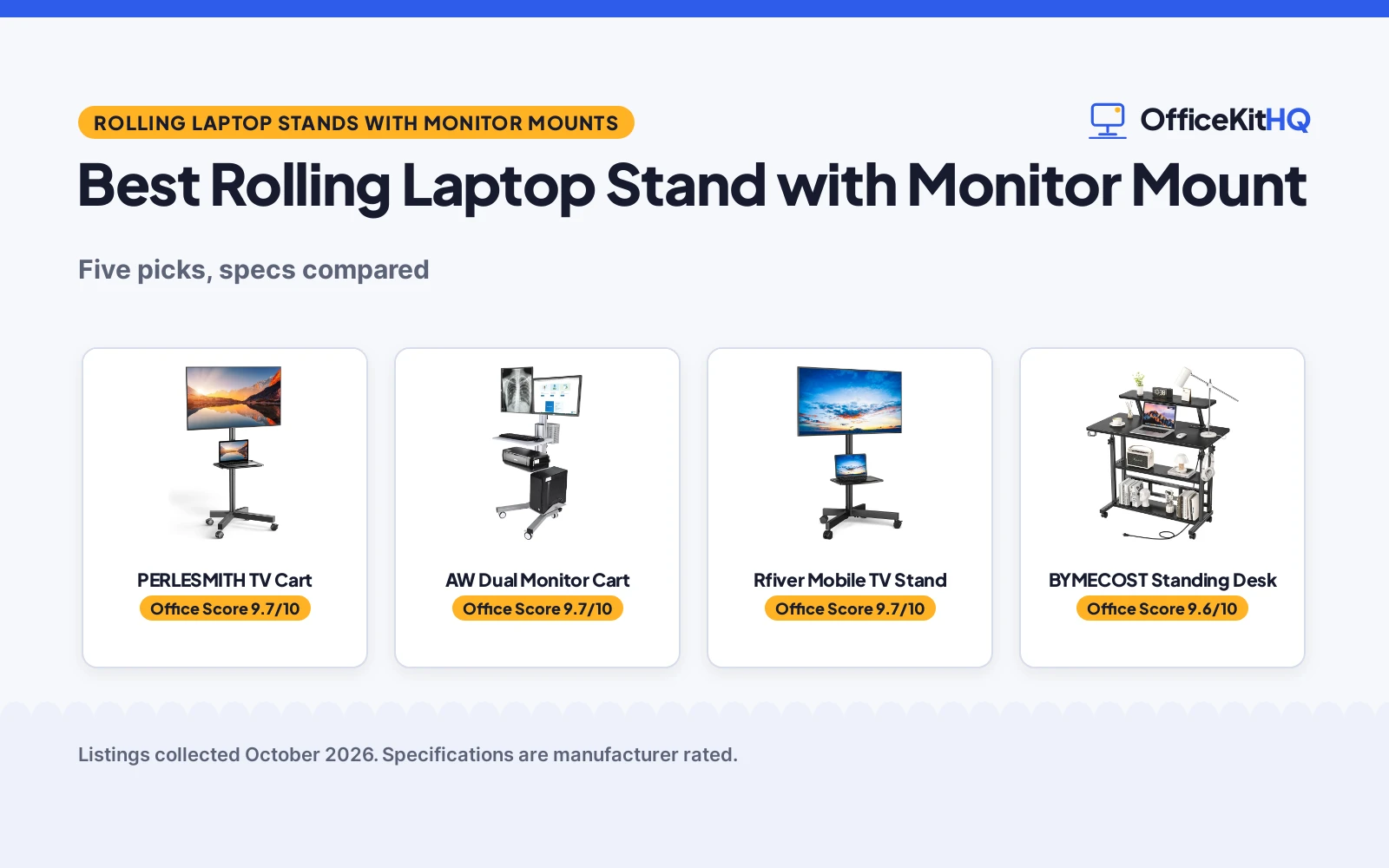 Best Rolling Laptop Stand with Monitor Mount (2026): 5 Compared