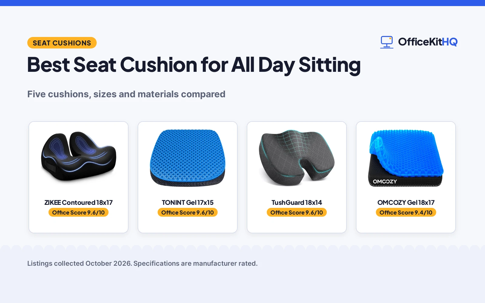 Best Seat Cushion for All Day Sitting (2026): 5 Compared