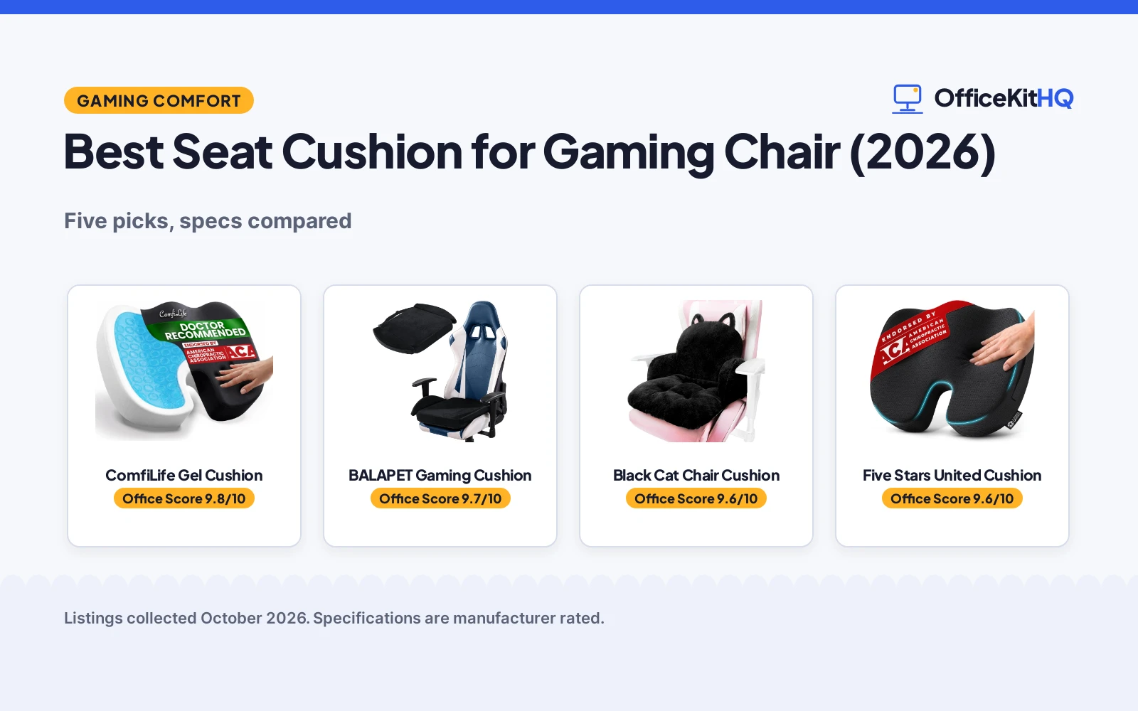 Best Seat Cushion for Gaming Chair (2026): 5 Compared