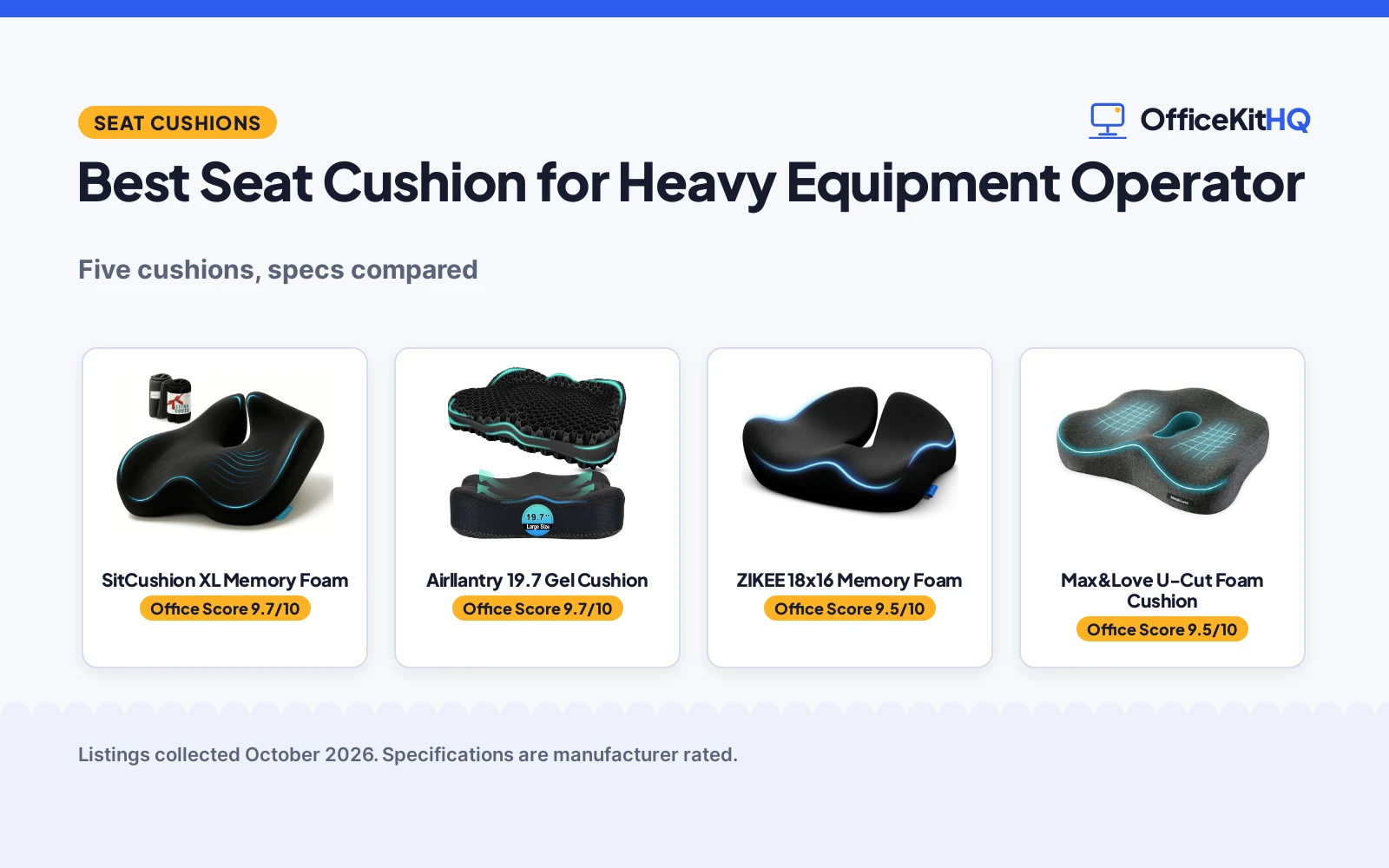 Best Seat Cushion for Heavy Equipment Operator (2026): 5 Compared
