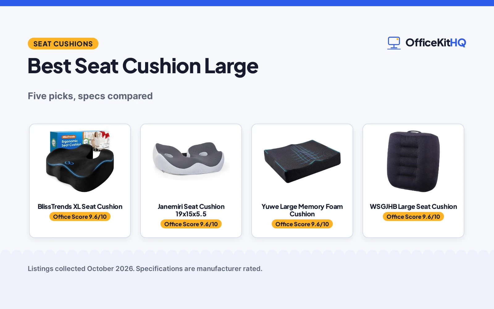 Best Seat Cushion Large (2026): 5 Picks Compared