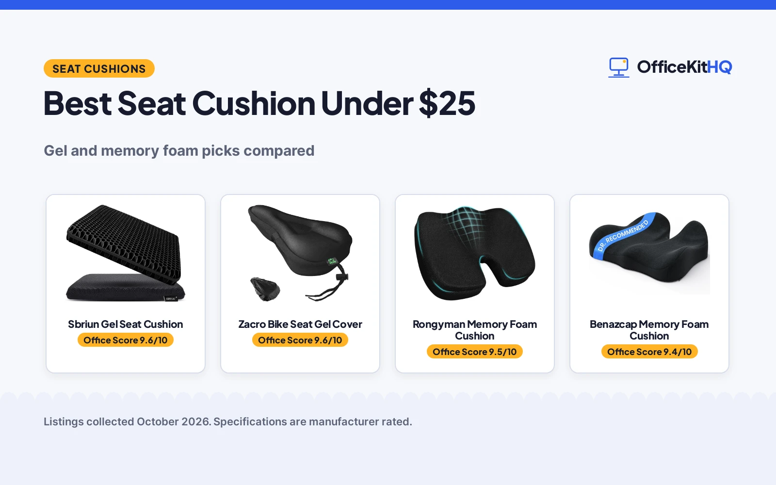 Best Seat Cushion Under $25 (2026): 4 Picks Compared