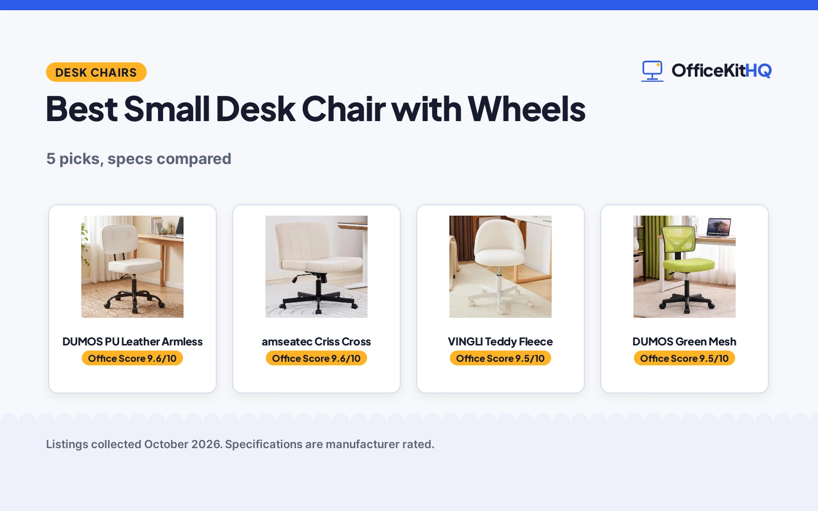Best Small Desk Chair with Wheels (2026): 5 Picks Compared
