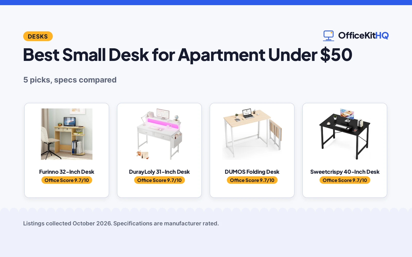 Best Small Desk for Apartment Under $50 (2026): 5 Picks