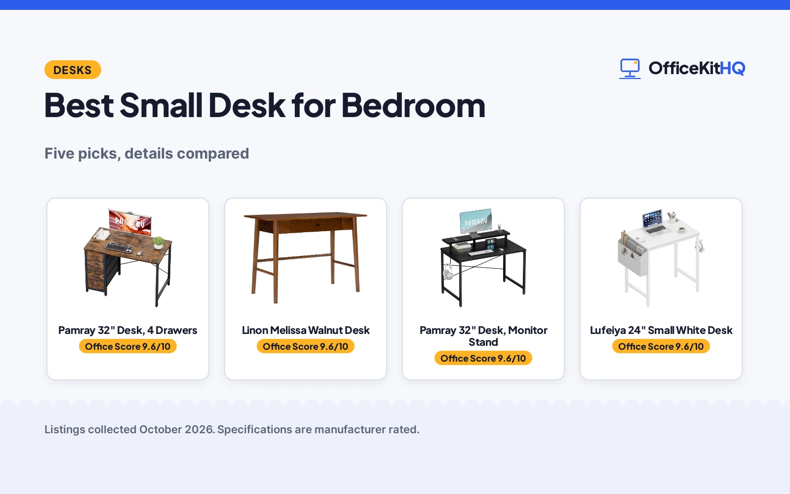Best Small Desk for Bedroom (2026): 5 Compared