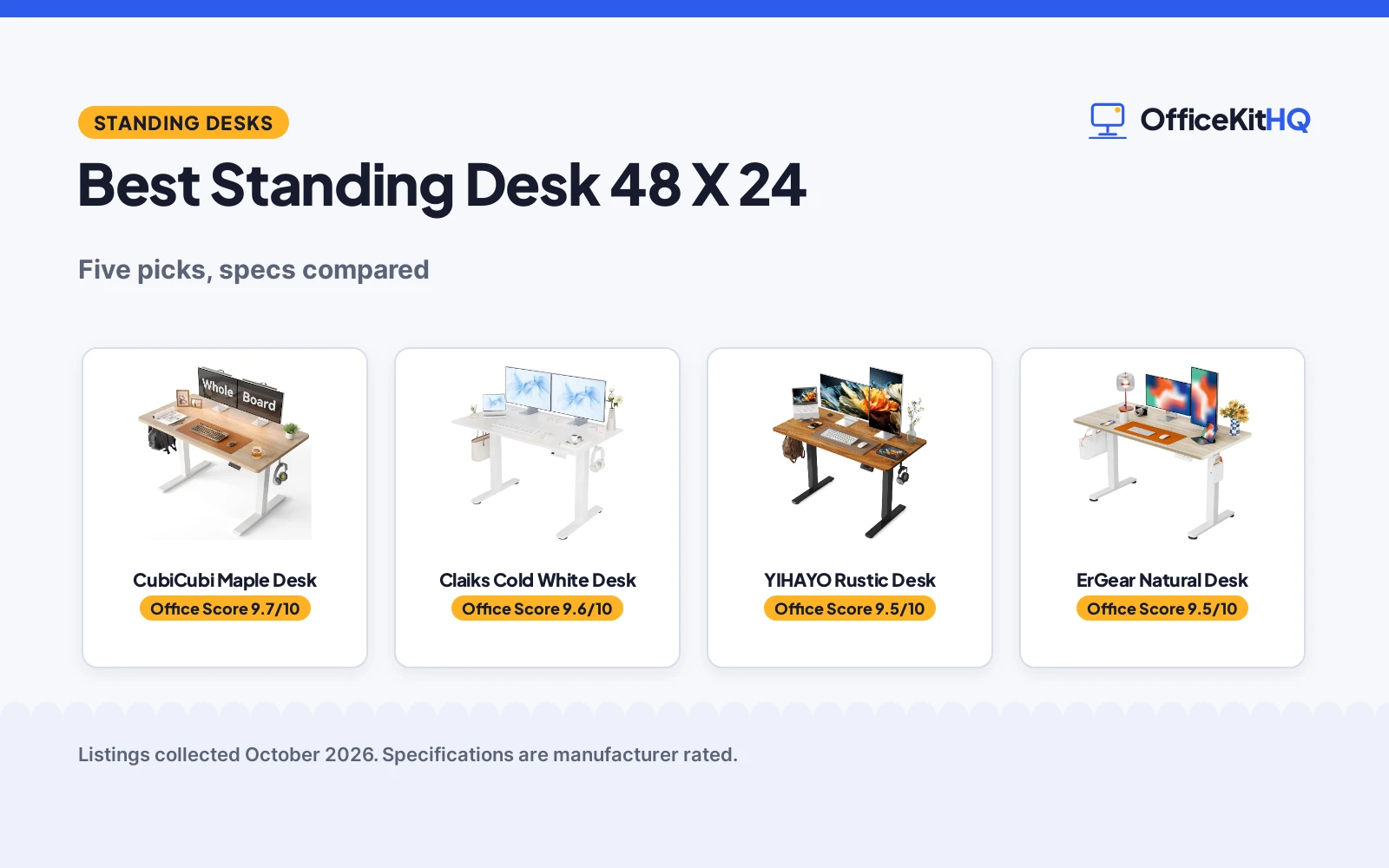 Best Standing Desk 48 X 24 (2026): 5 Desks Compared