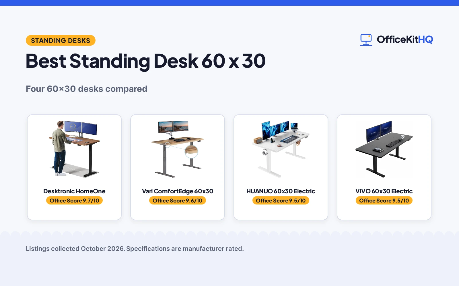 Best Standing Desk 60 x 30 (2026): 4 Top Picks