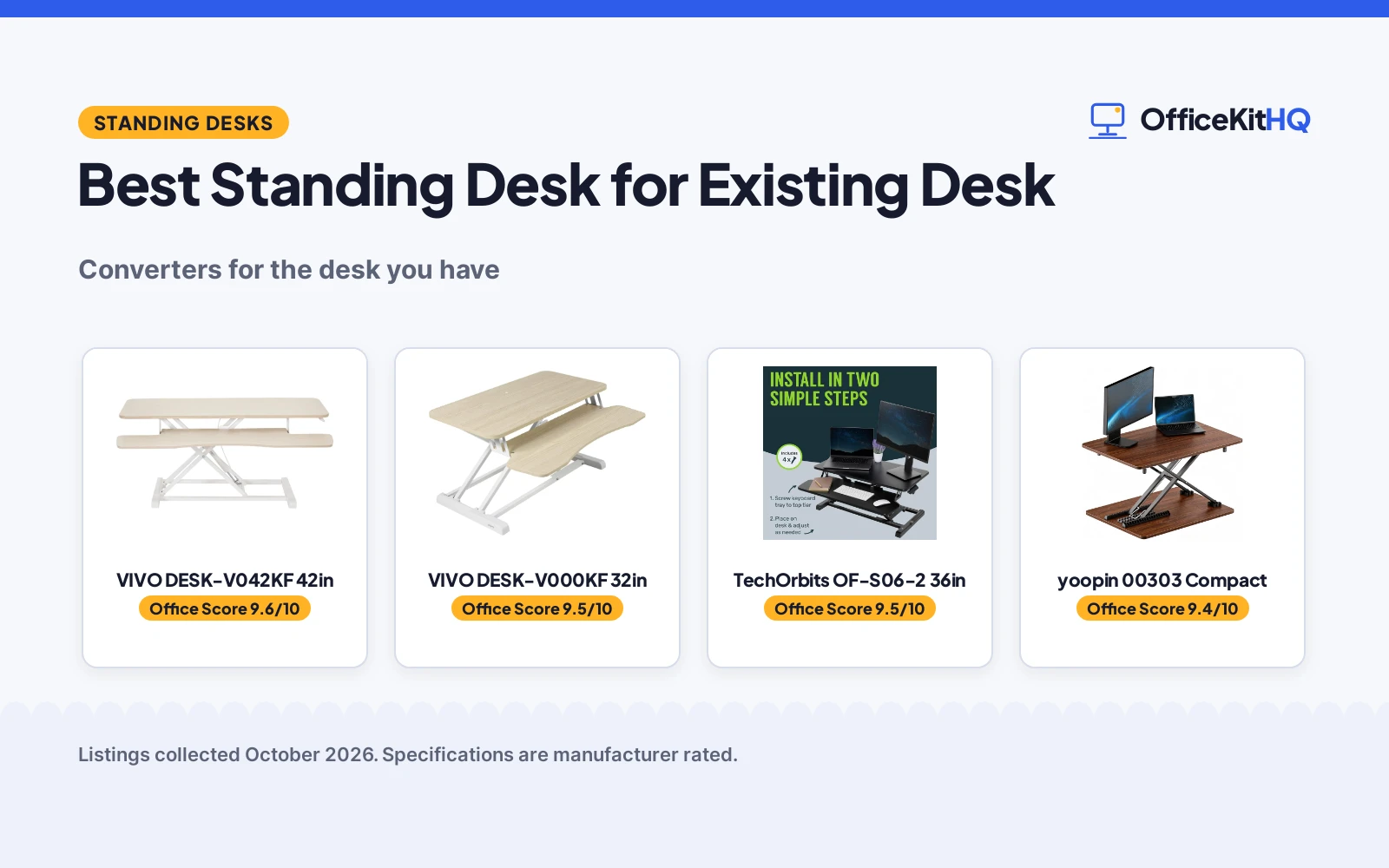 Best Standing Desk for Existing Desk (2026): 5 Picks