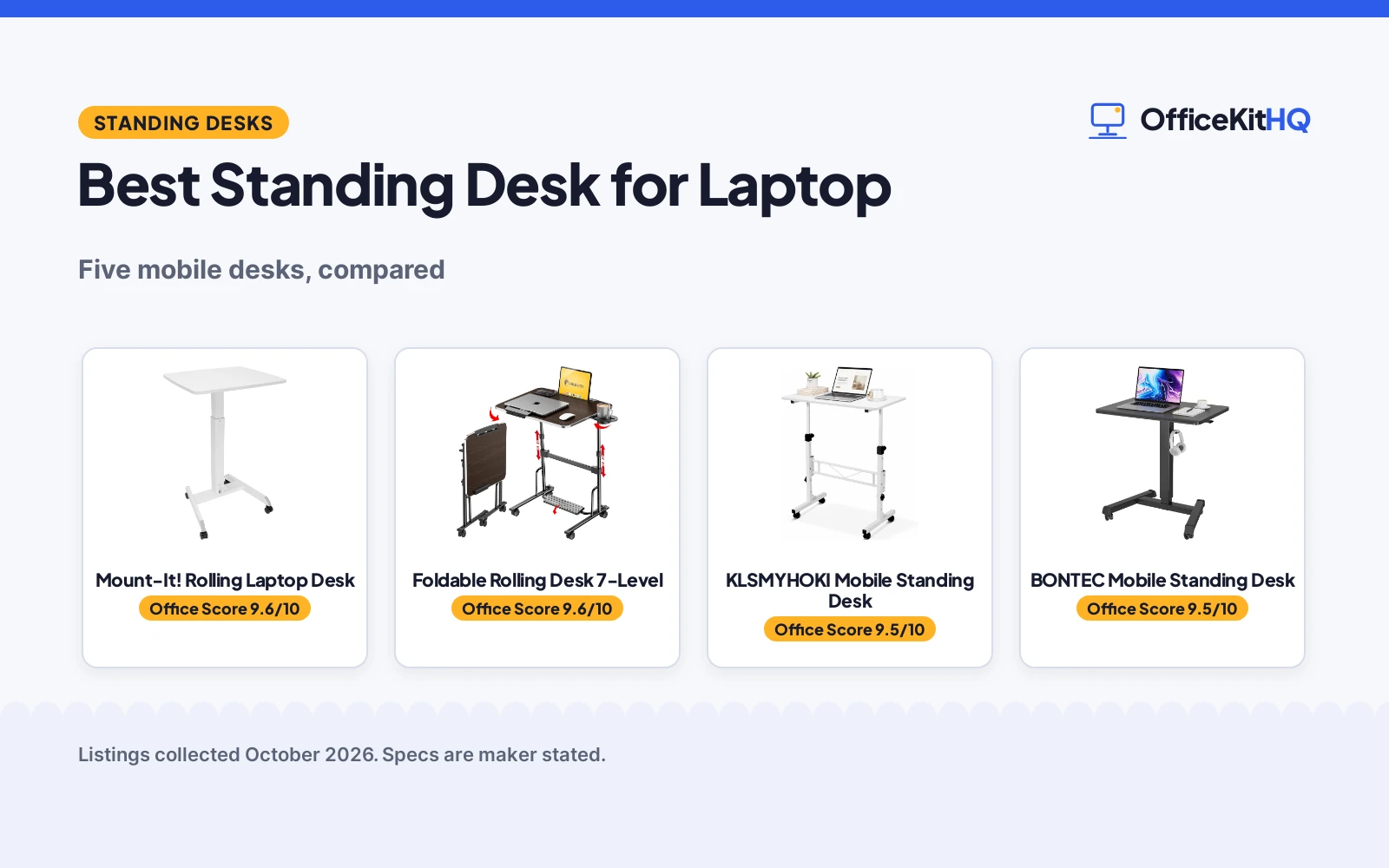 Best Standing Desk for Laptop (2026): 5 Mobile Picks Compared