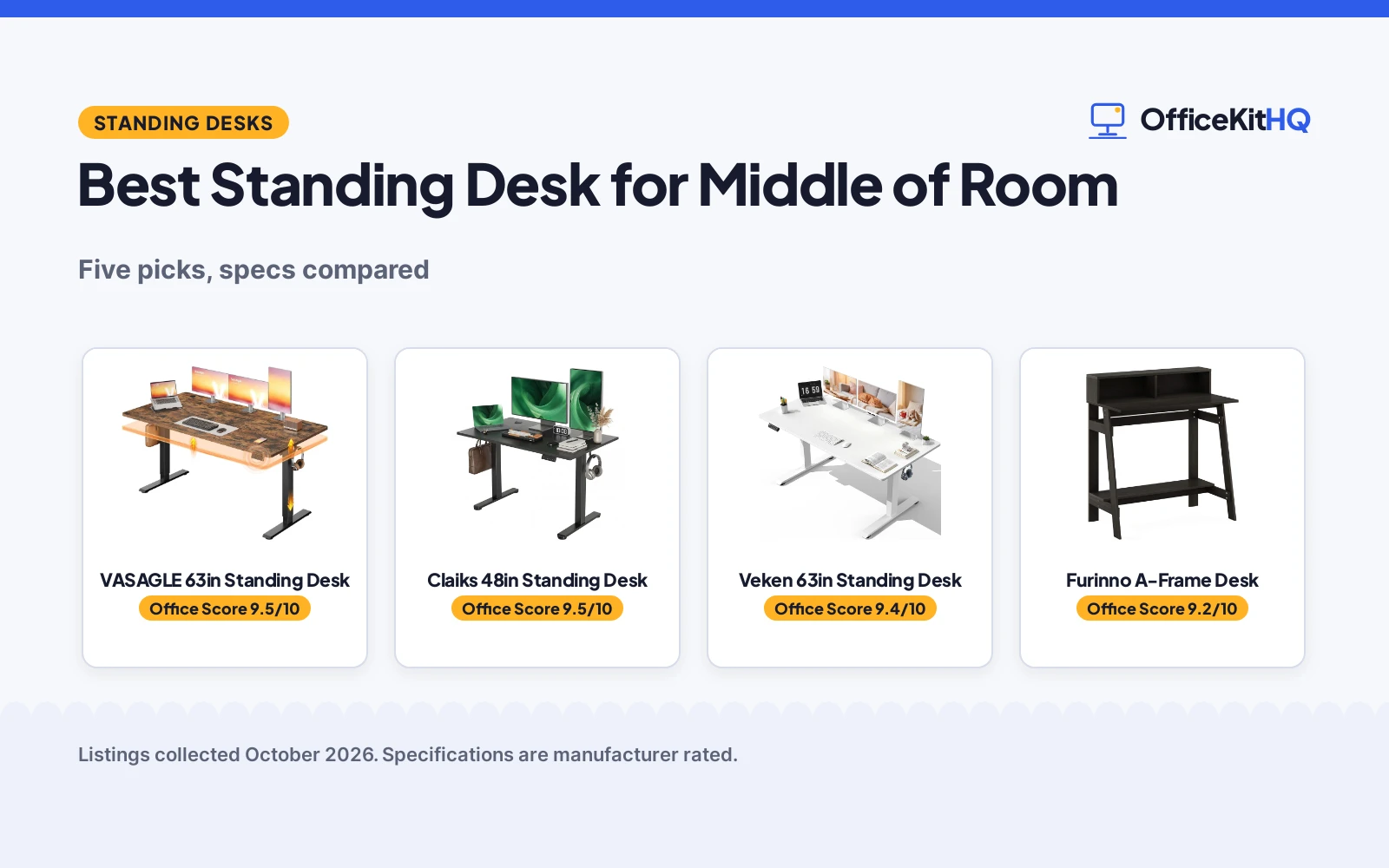 Best Standing Desk for Middle of Room: 5 Compared