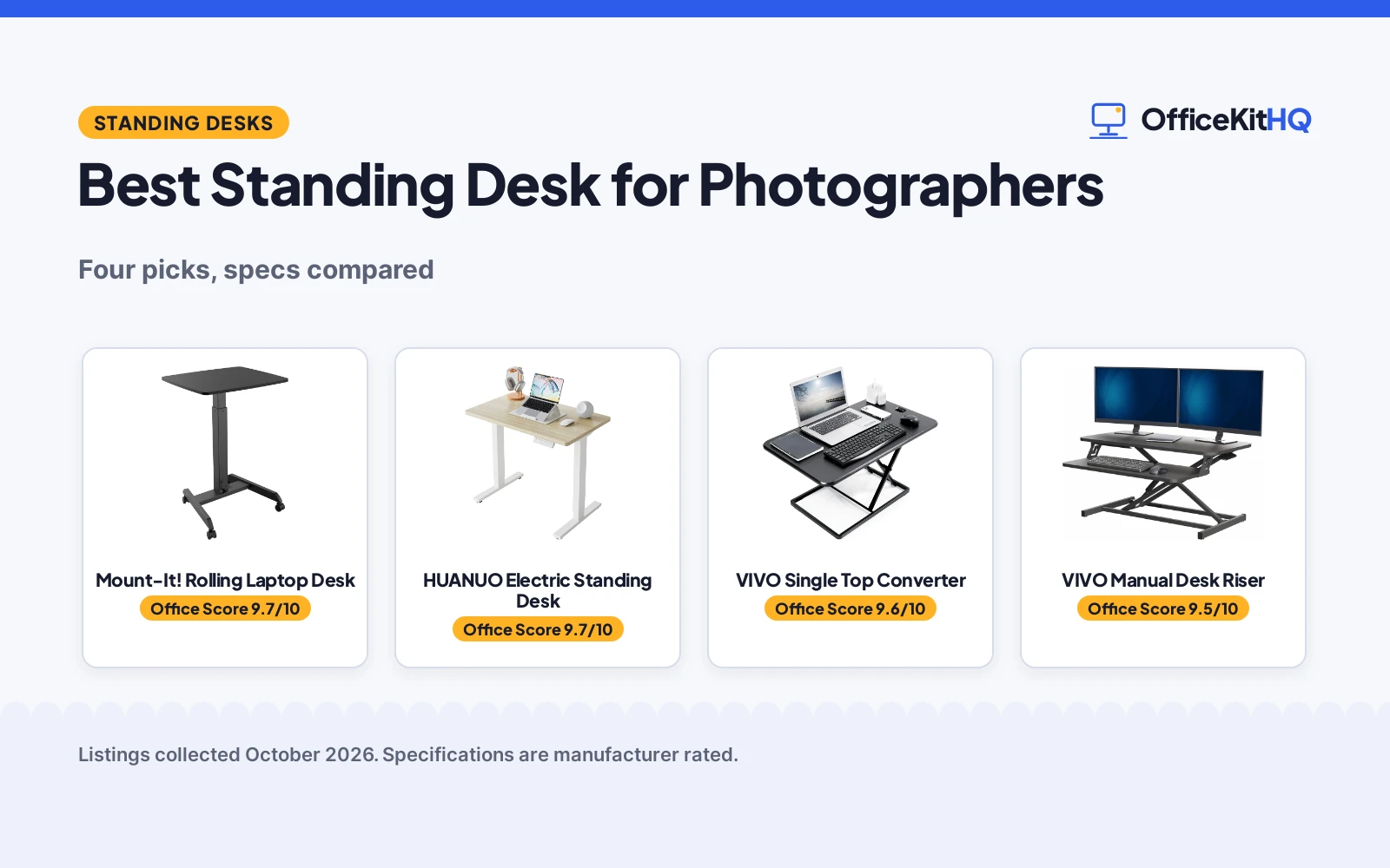 Best Standing Desk for Photographers (2026): 4 Picks Compared