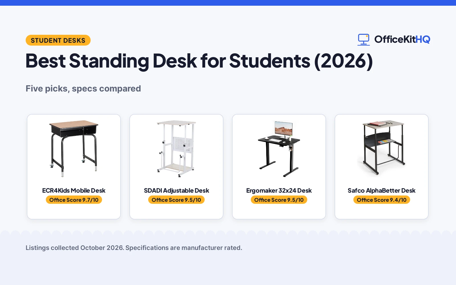 Best Standing Desk for Students (2026): 5 Compared