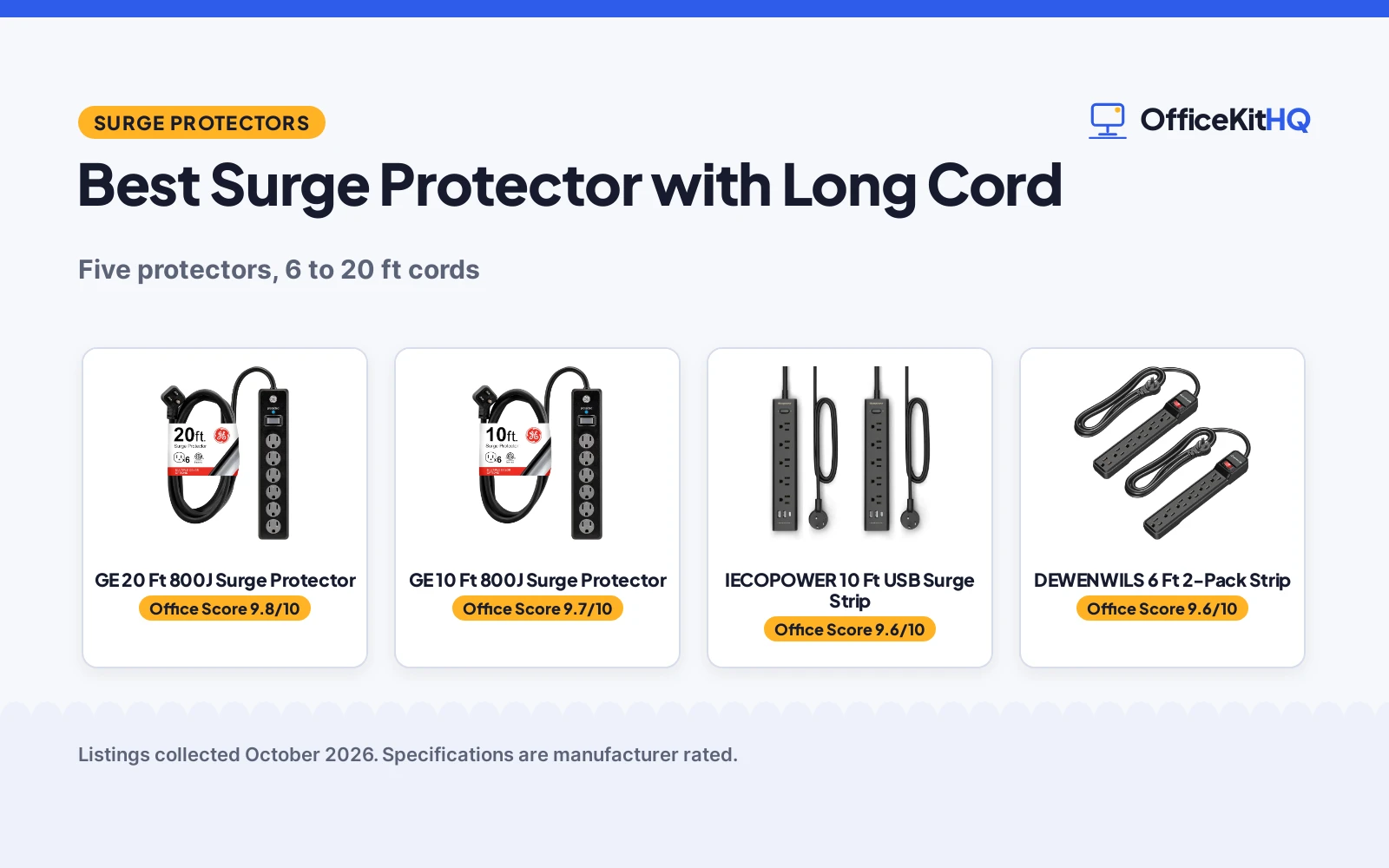 Best Surge Protector with Long Cord (2026): 5 Compared