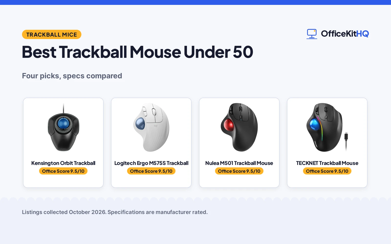 Best Trackball Mouse Under 50 (2026): 4 Picks Compared