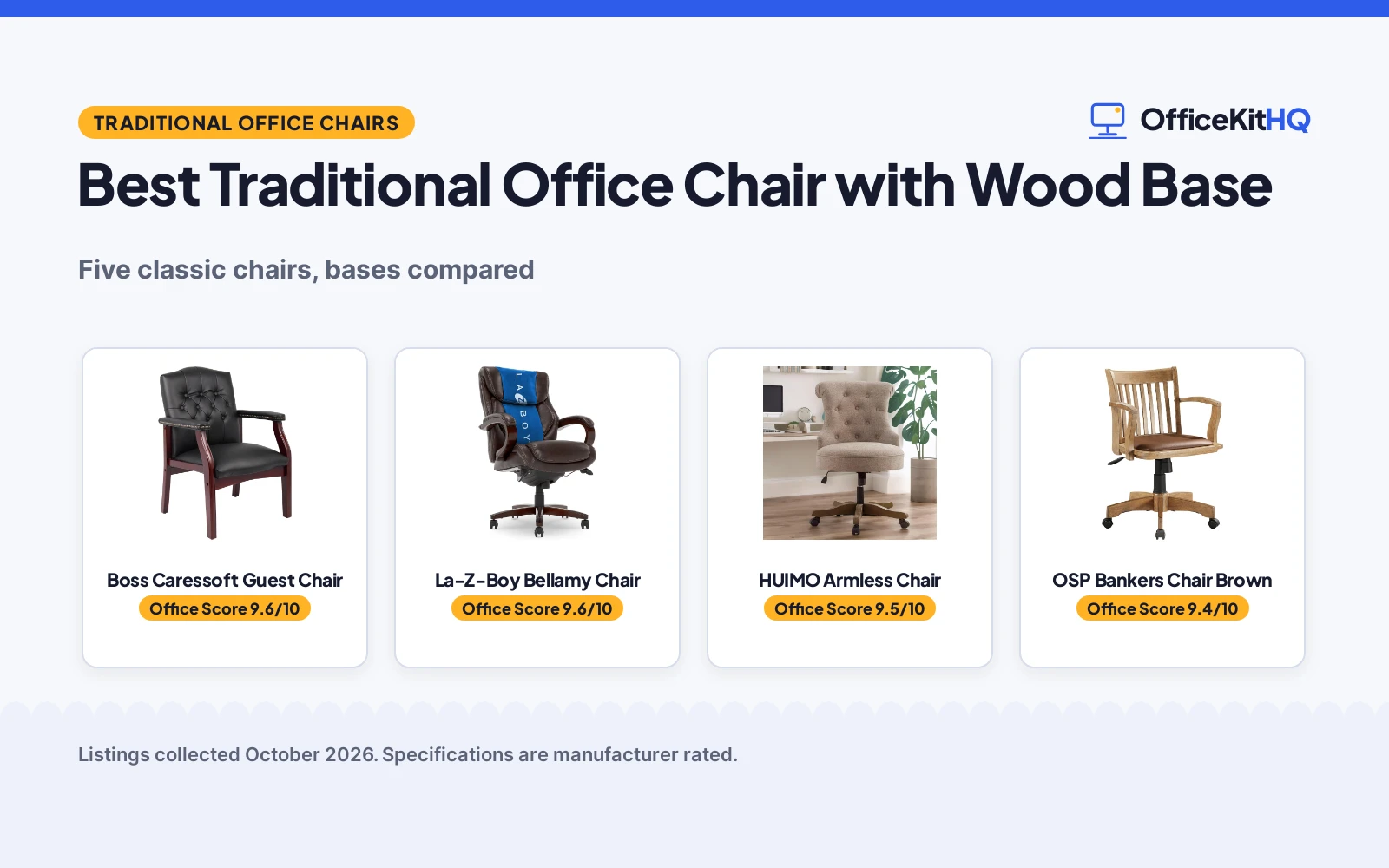 Best Traditional Office Chair with Wood Base: Five Classic Picks