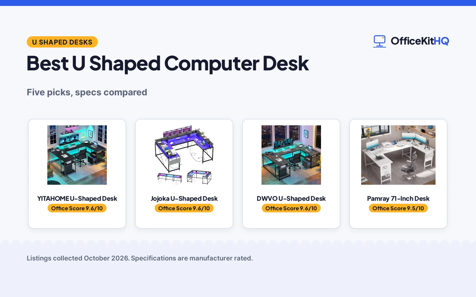 Best U Shaped Computer Desk (2026): 5 Picks Compared
