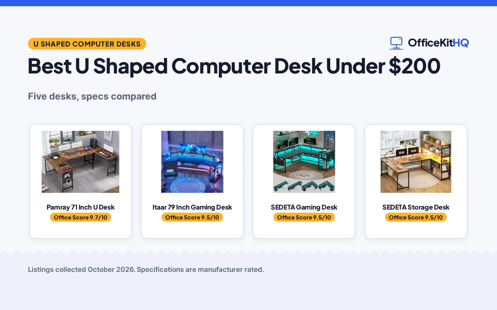 Best U Shaped Computer Desk Under $200 (2026): 5 Desks Compared