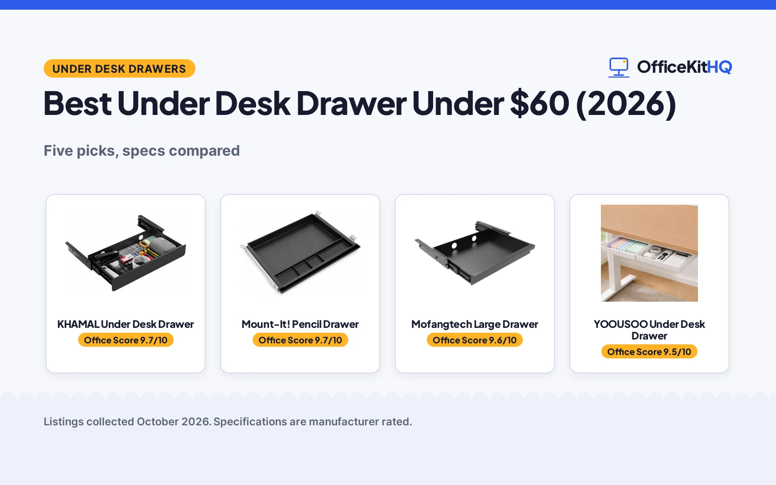 Best Under Desk Drawer Under $60 (2026): 5 Picks Compared