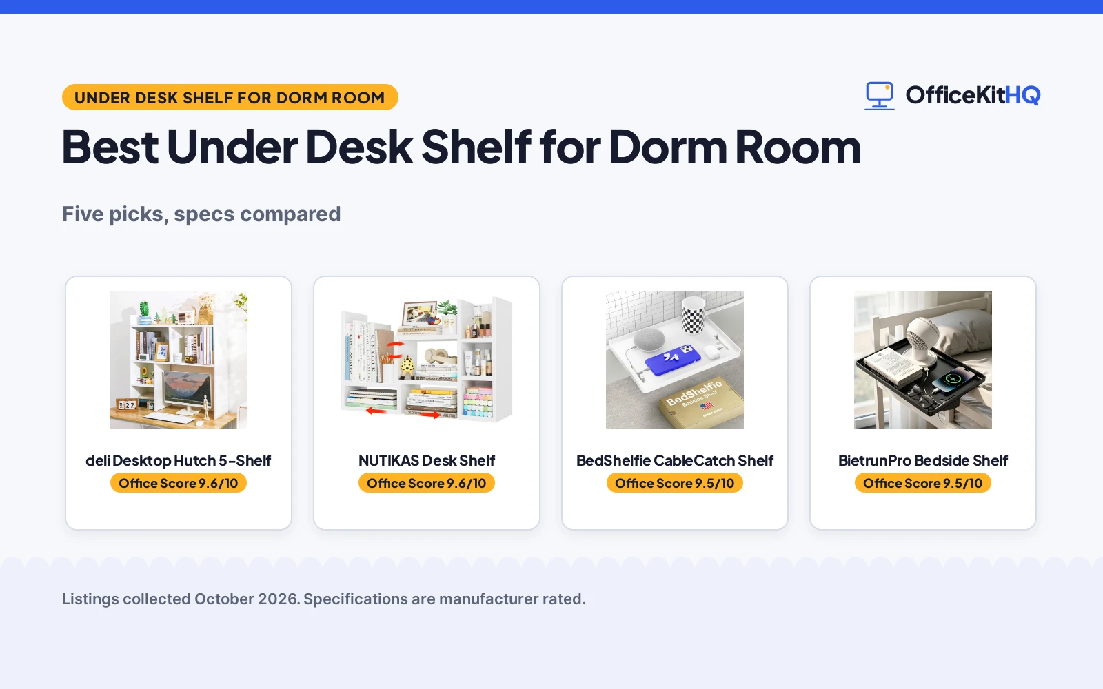 Best Under Desk Shelf for Dorm Room (2026): 5 Picks