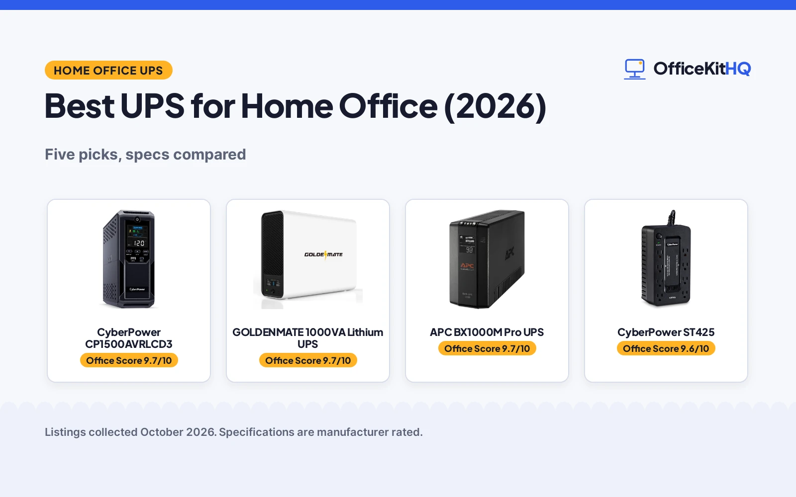 Best UPS for Home Office (2026): 5 Units Compared