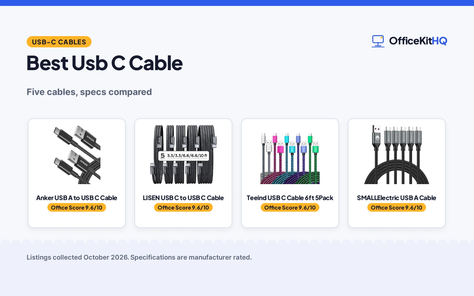 Best Usb C Cable (2026): 5 Fast-Charging Picks Compared