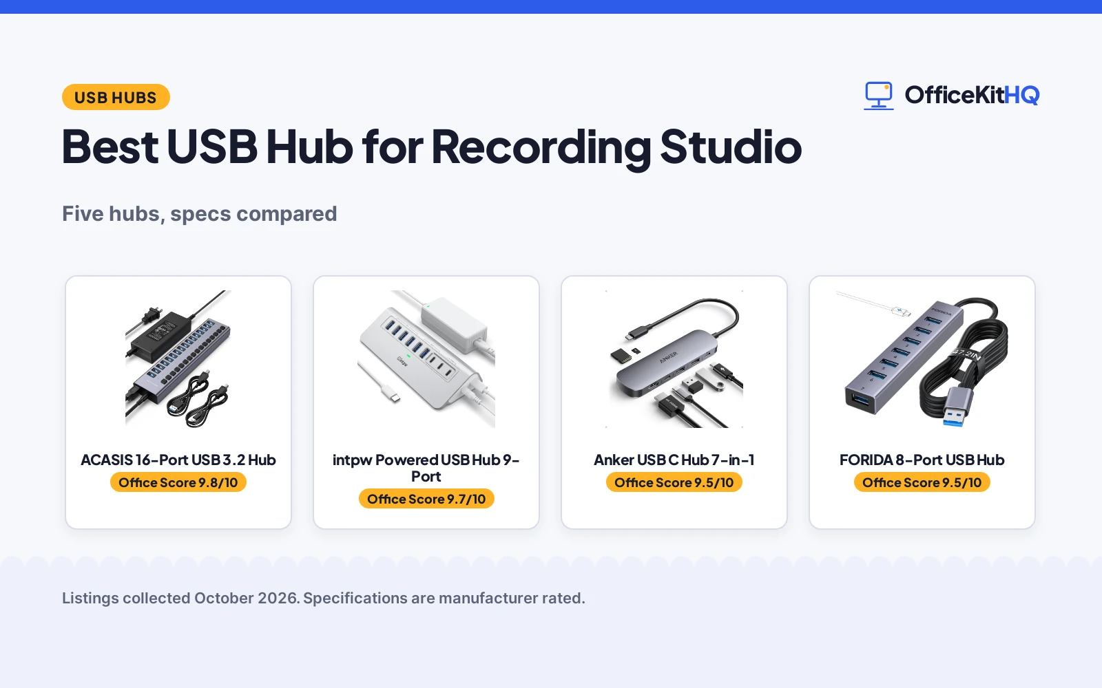 Best USB Hub for Recording Studio (2026): 5 Compared
