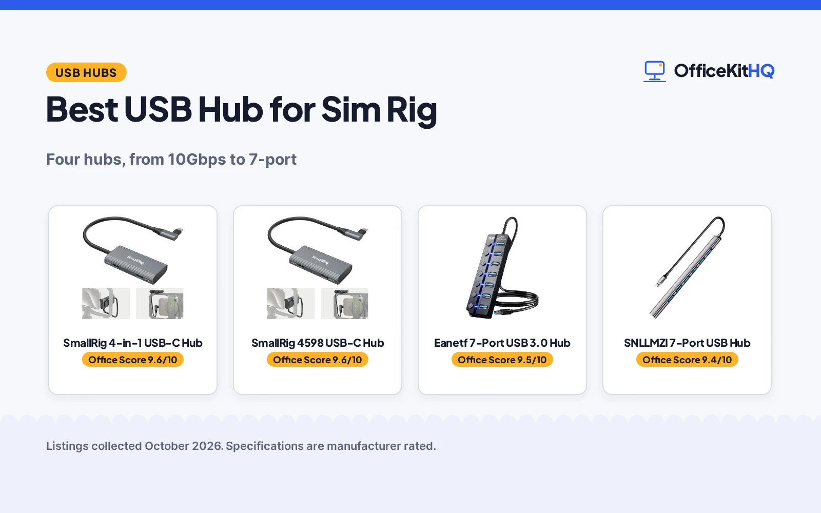 Best USB Hub for Sim Rig (2026): 4 Hubs Compared